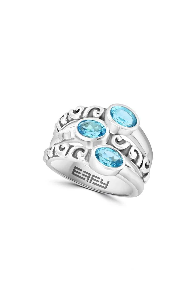 EFFY Sterling Silver Blue Topaz 3-Stone Ring 1