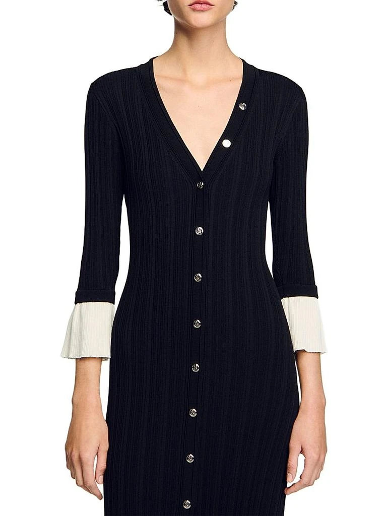 Sandro Two-Tone Knit Midi Dress 4
