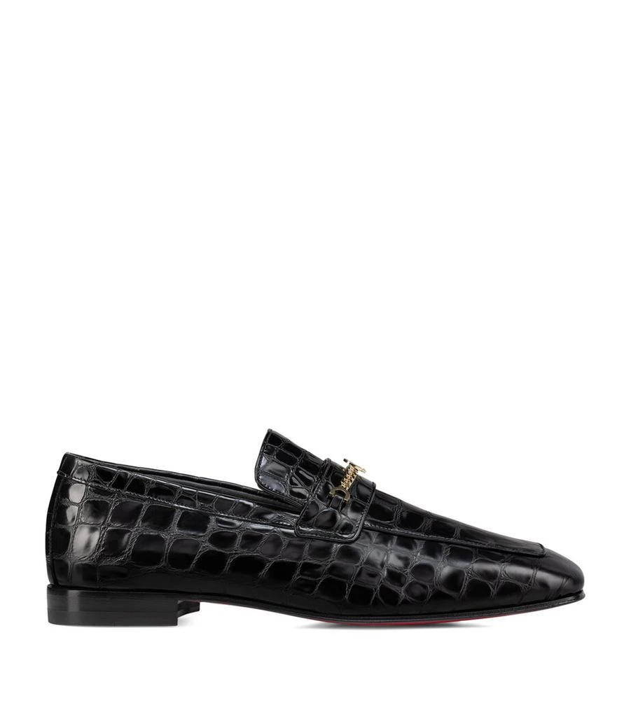Christian Louboutin MJ Moc Croc-Embossed Leather Loafers 1