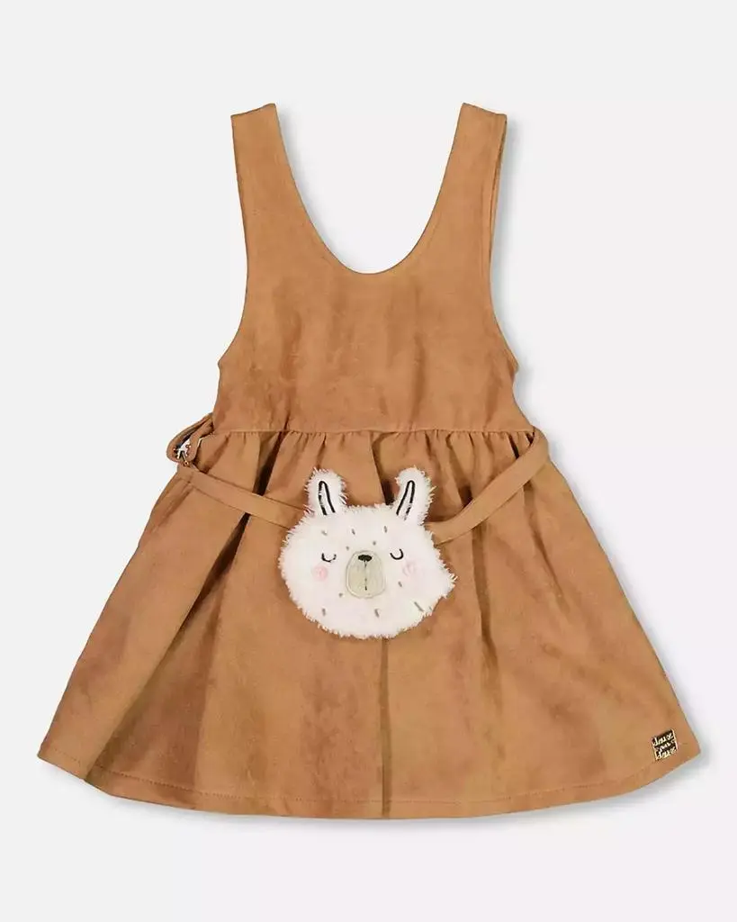 Deux par Deux Toddler Girls Stretch Suede Effect Jumper Light Pecan Brown with Llama Bag - Toddler|Child