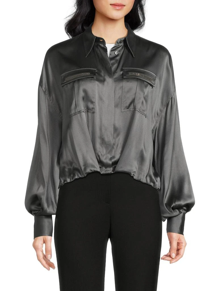 Brunello Cucinelli Stretch Silk Drop Shoulder Shirt 1