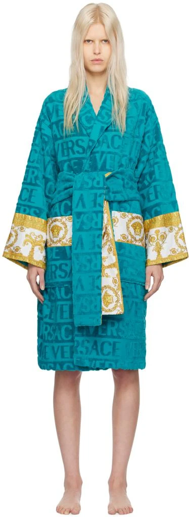 Versace Underwear Blue 'I Heart Baroque' Robe