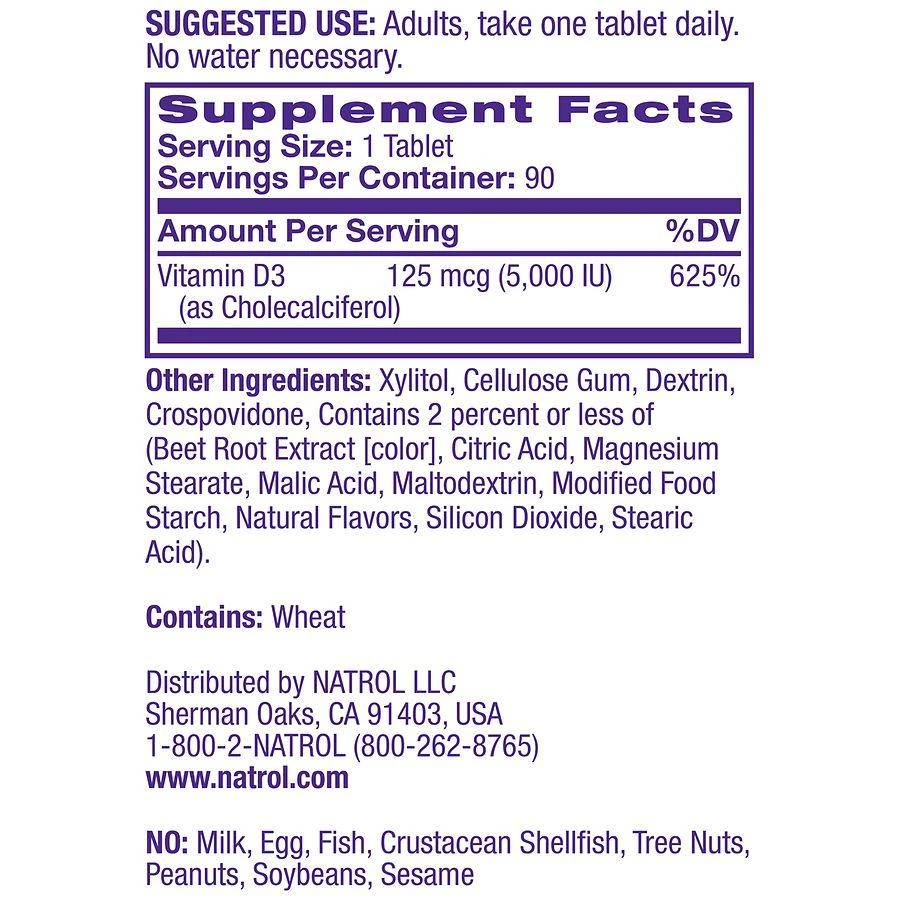 Natrol Vitamin D3 5,000 IU Fast Dissolve Strawberry 4