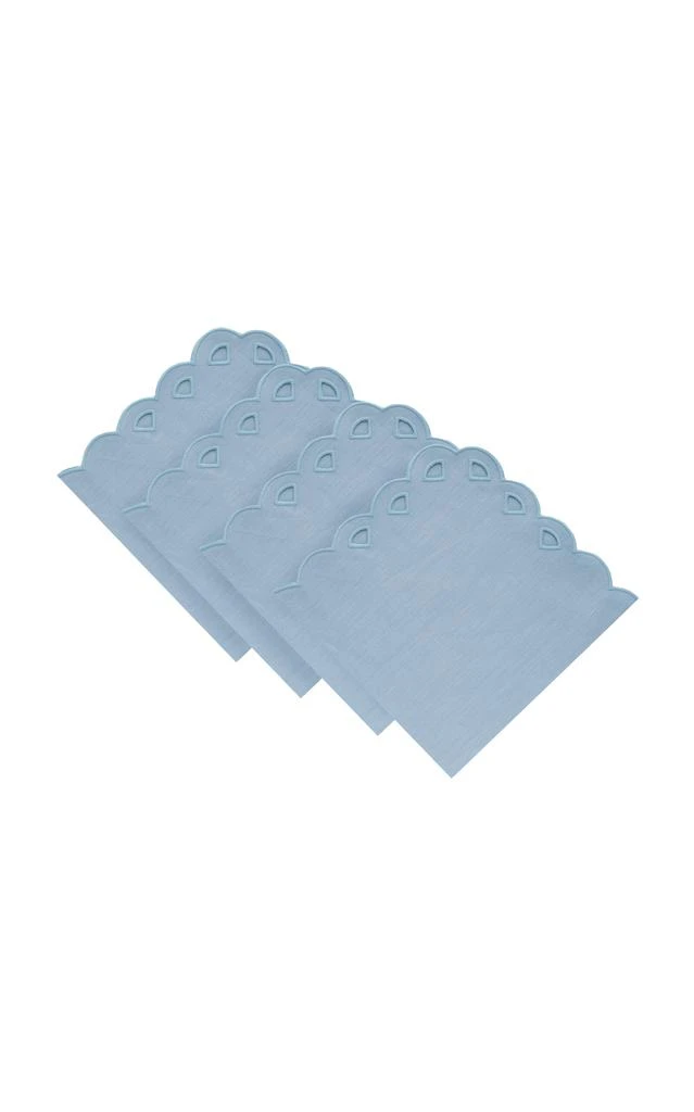 MoDA Moda Domus - Set-of-Four Handcrafted Linen Napkins - Blue - Moda Operandi 1
