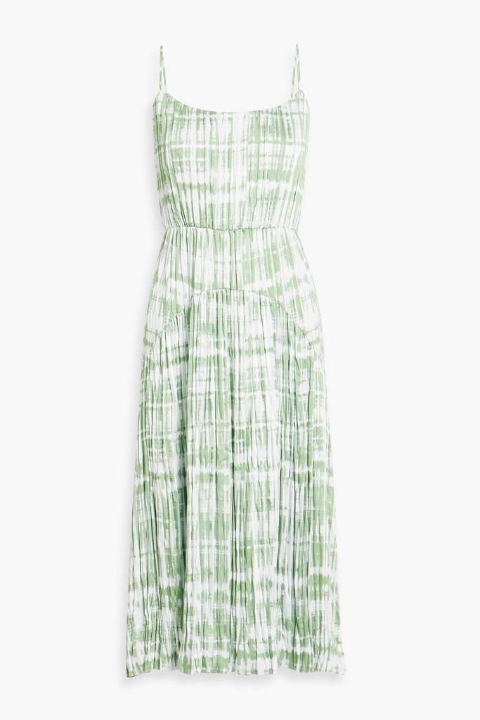 Vince Tie-dyed plissé-satin mid dress