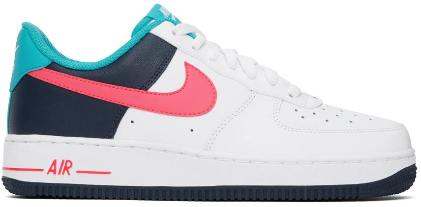 NIKE White & Blue Air Force 1 '07 Sneakers 1