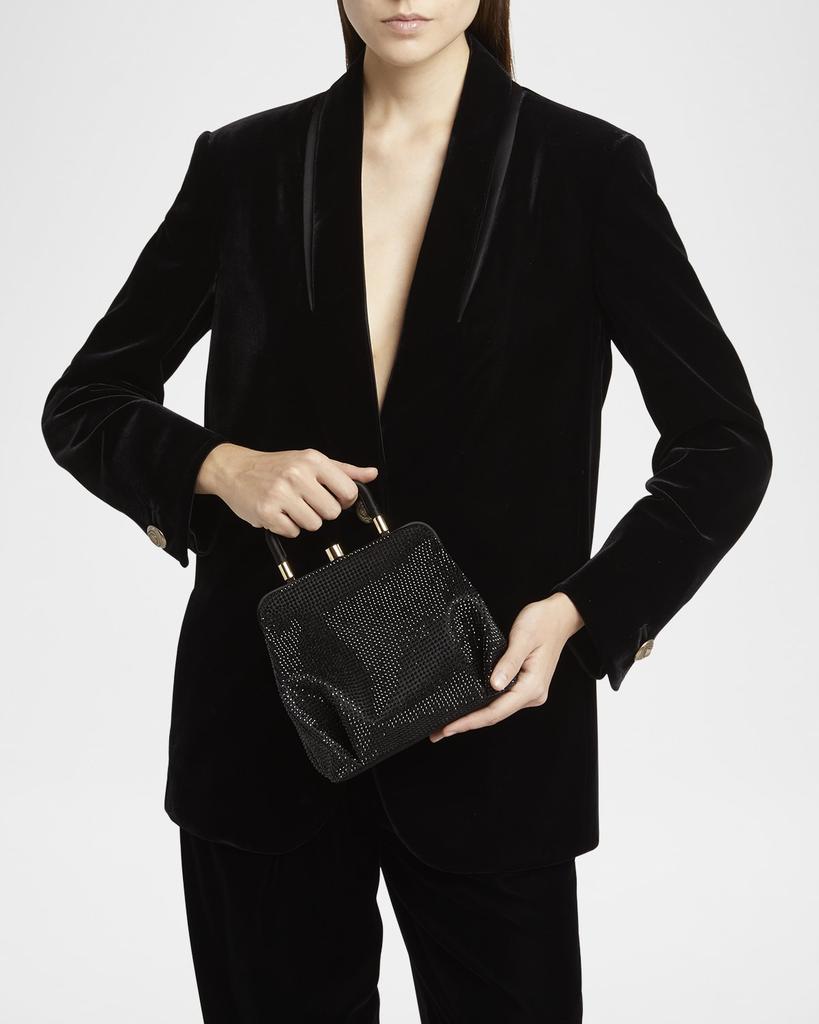 Giorgio Armani Pleated Rhinestone Satin Shoulder Bag