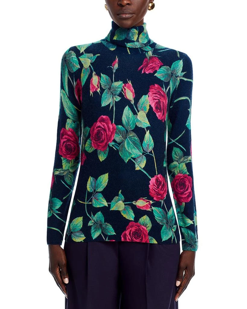 C by Bloomingdale's Cashmere Rose Print Turtleneck Cashmere Sweater - Exclusive 6