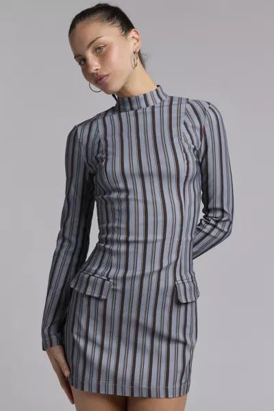 Daisy Street Daisy Street Pinstripe Mockneck Tailored Mini Dress