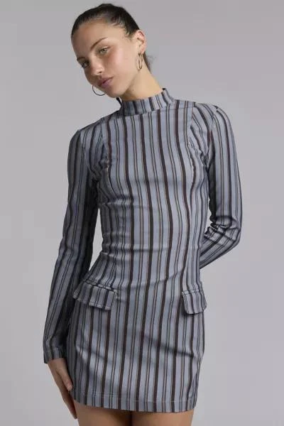 Daisy Street Daisy Street Pinstripe Mockneck Tailored Mini Dress 1