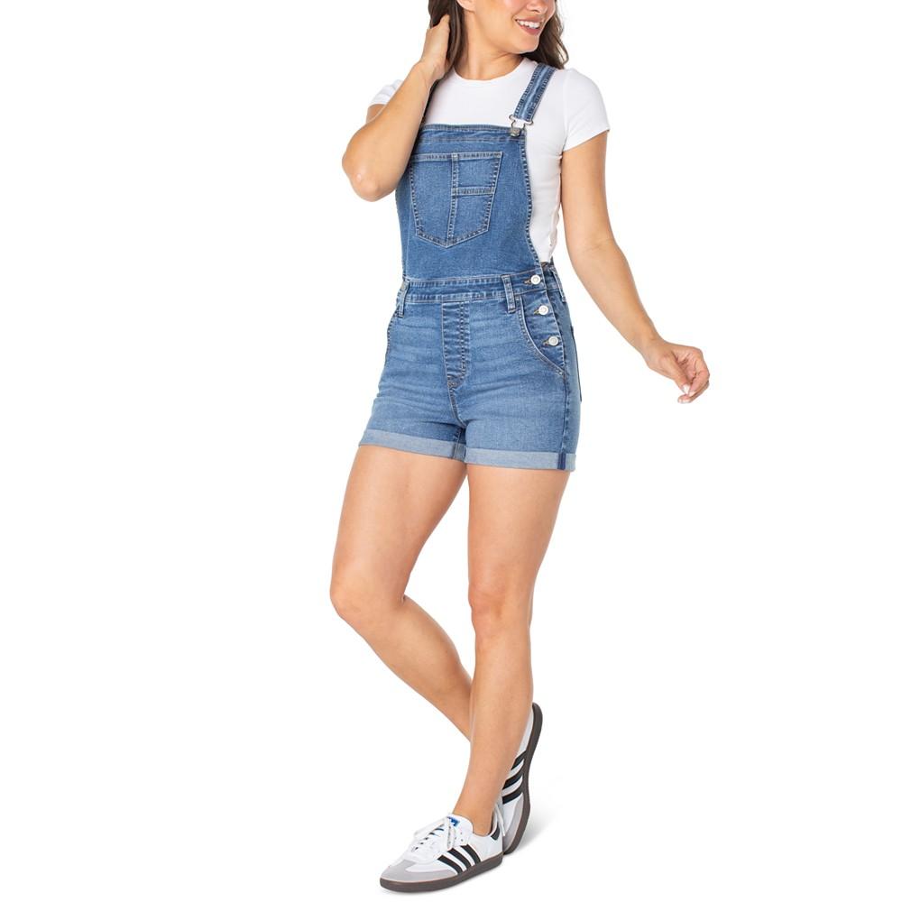 Celebrity Pink Juniors' Cuffed Shorts Denim Overalls