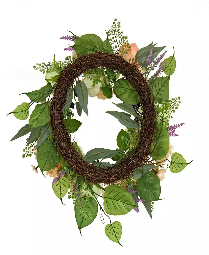 National Tree Company 24 Rose and Peony Flowers Wreath 4