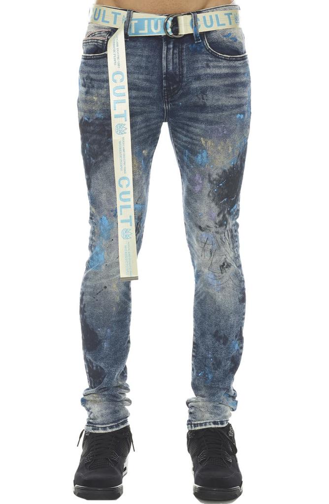 Cult Of Individuality Punk Super Skinny Stretch Jeans with Web Belt