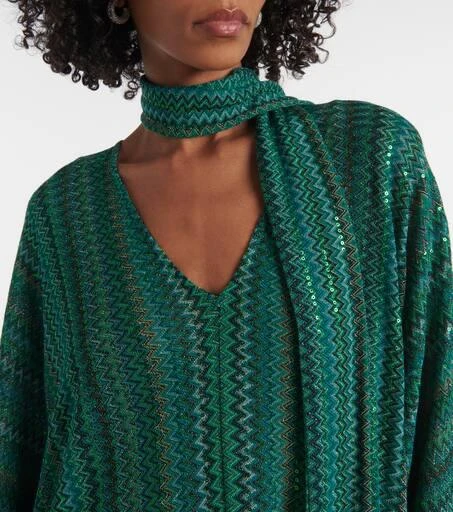 Missoni Zigzag sequined fringed lamé kaftan 4