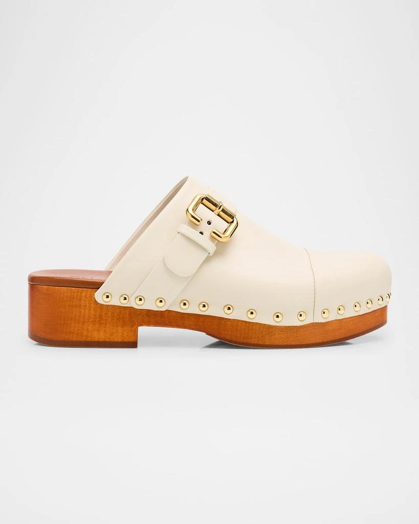 Chloé Jeannette Calf Leather Buckle Clogs 1