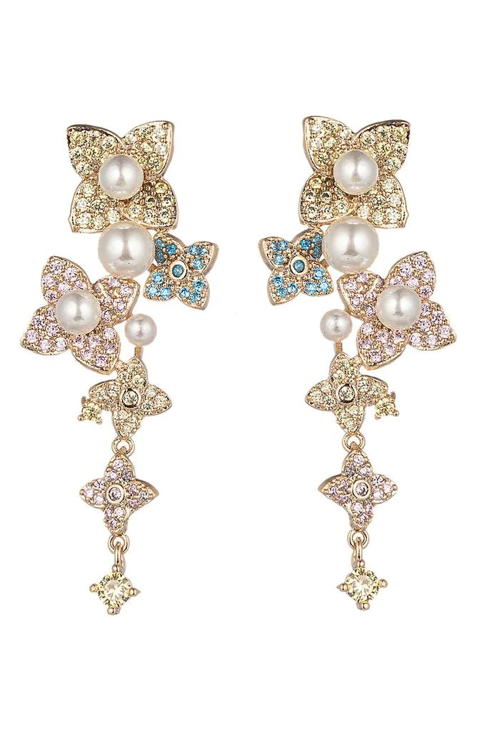 EYE CANDY LOS ANGELES Isabella Flower CZ 
Pearl Statement Earrings