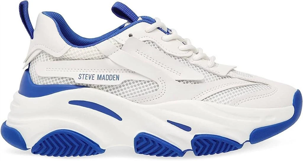 Steve Madden Women's Possession Sneaker In White/blue 2