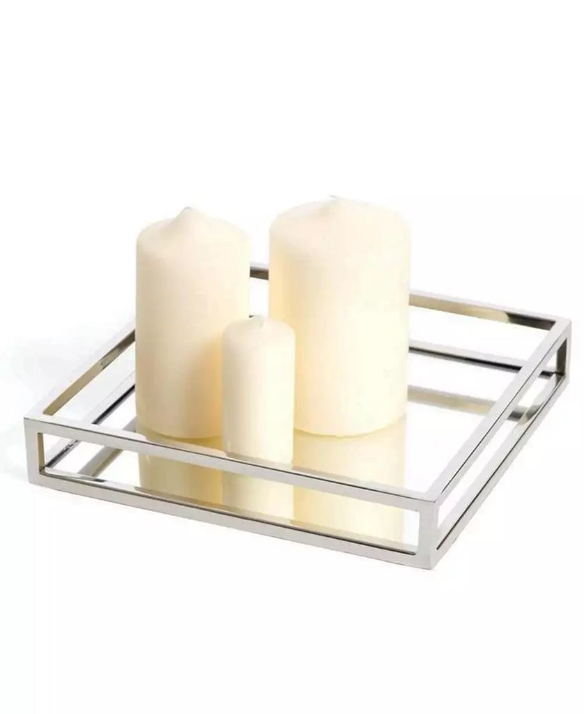 Classic Touch Large Square Mirrored Tray with Chrome Rails 2
