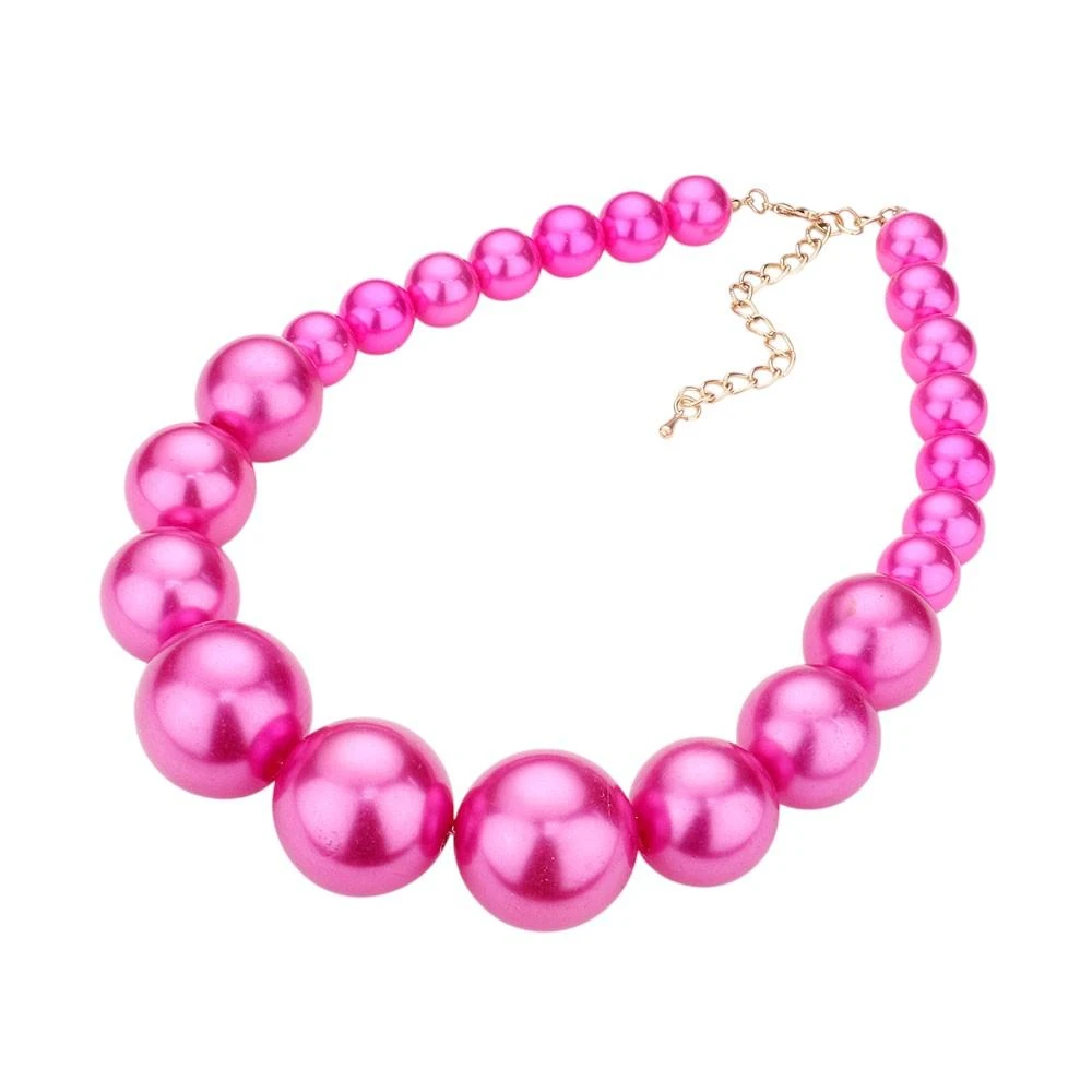 FASHNZFAB Graduated Pearl Beaded Statement Necklace 3