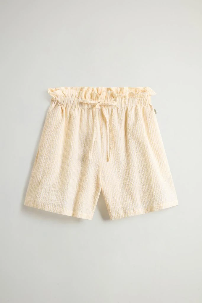 Woolrich Seersucker Cotton Shorts - Women - Yellow 4