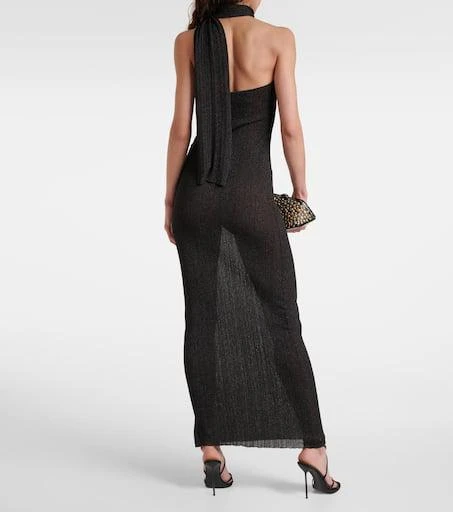 Aya Muse Scarf-detail metallic knit maxi dress 3