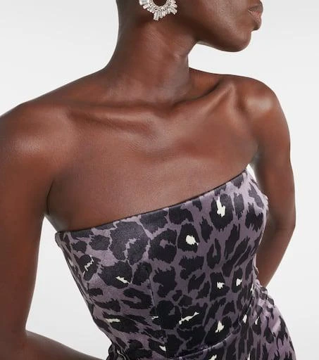 Alex Perry Leopard-print strapless velvet midi dress 4