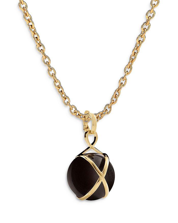 L. Klein 18K Yellow Gold Prisma Black Agate Large Pendant Necklace, 16-18"