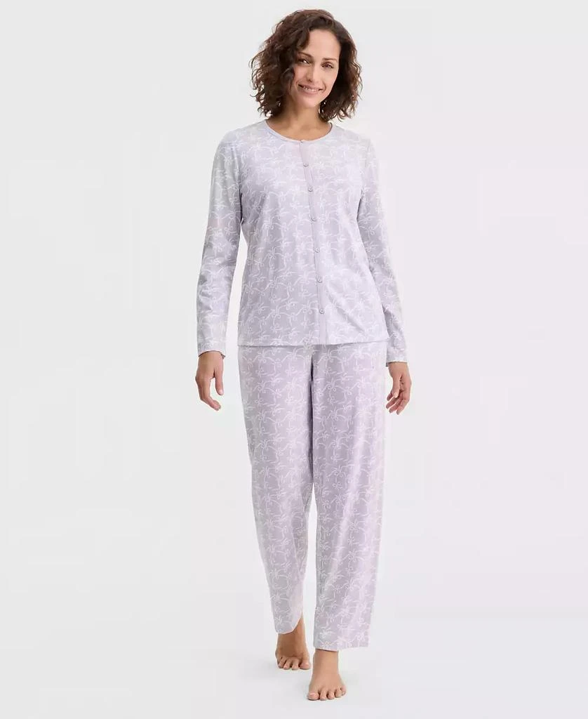 Charter Club Women
s Cotton Printed Button-Front Pajama Set, Exclusively at Macy
s