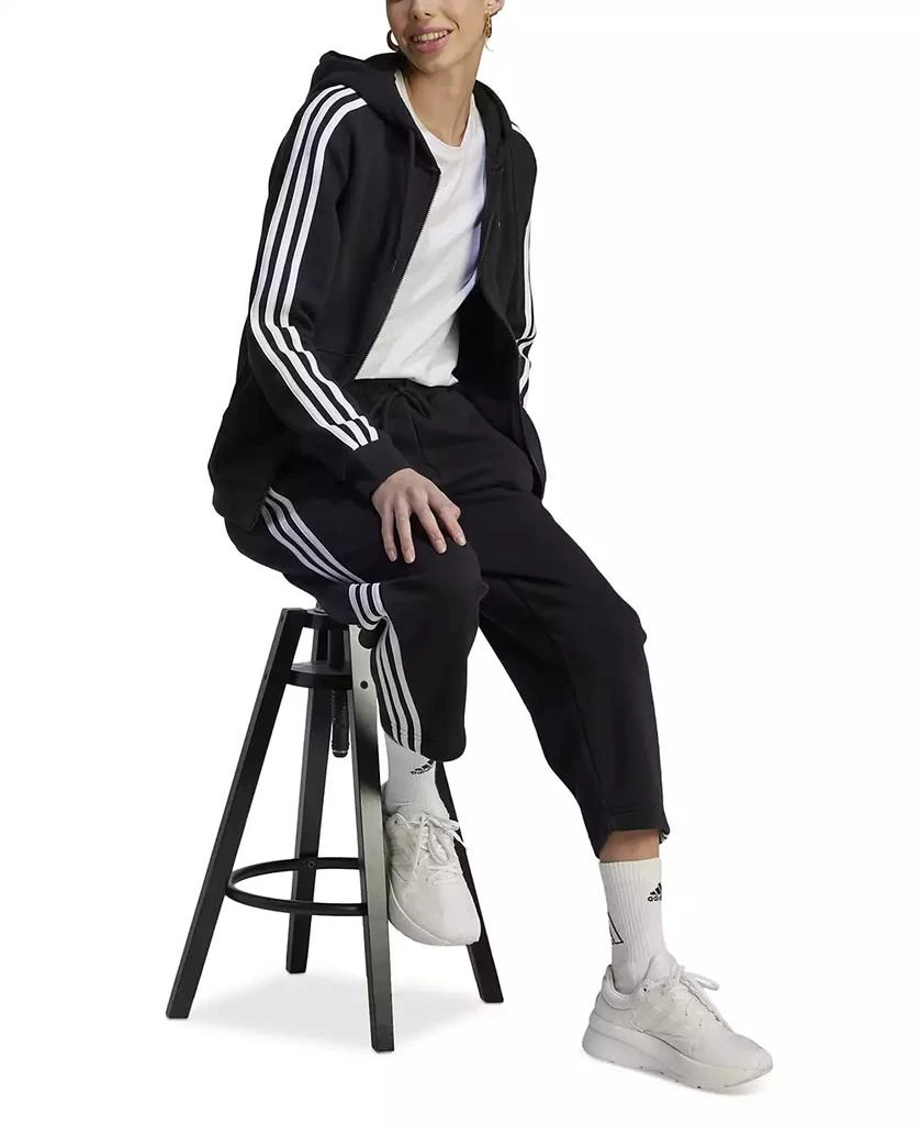 Adidas Women's 3-Stripe Cotton Fleece Full-Zip Hoodie Sweatshirt 3