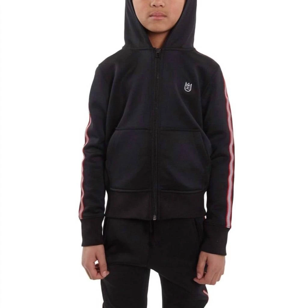 Cult Of Individuality Boy's Scuba Stripe Full Zip Hoodie In Black 1