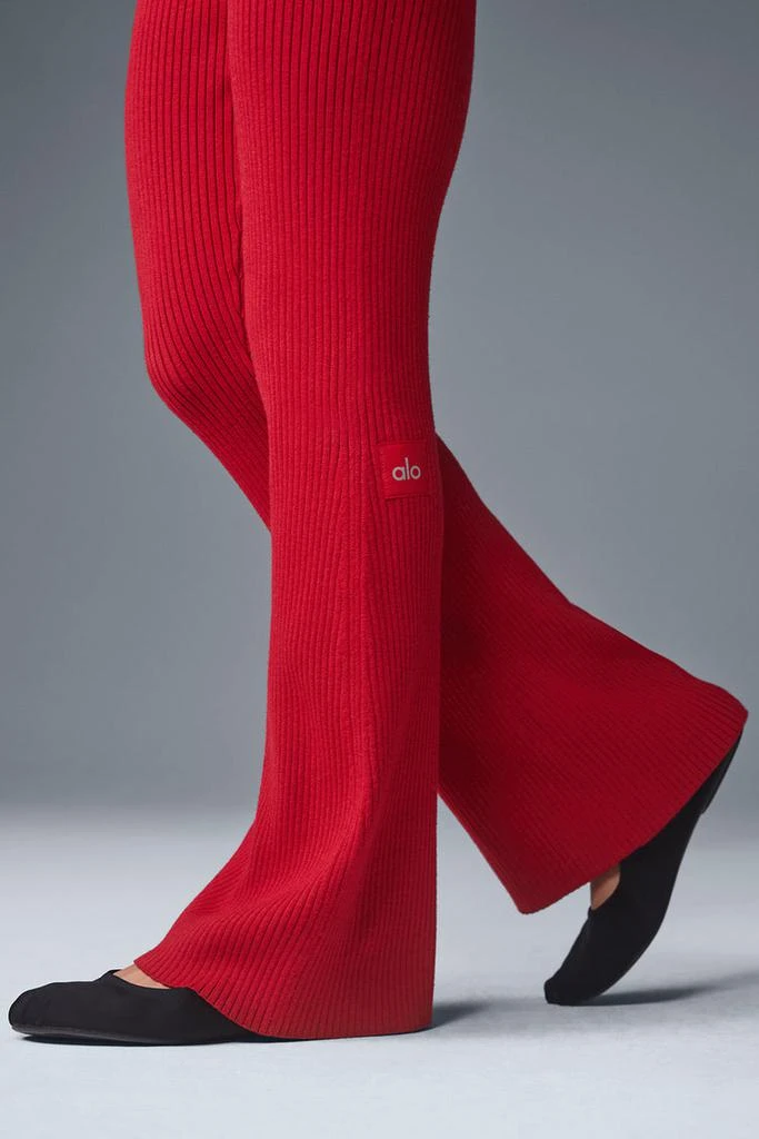 Alo Denim Knit High-Waist Flare Pant - Raisinette/Black 4