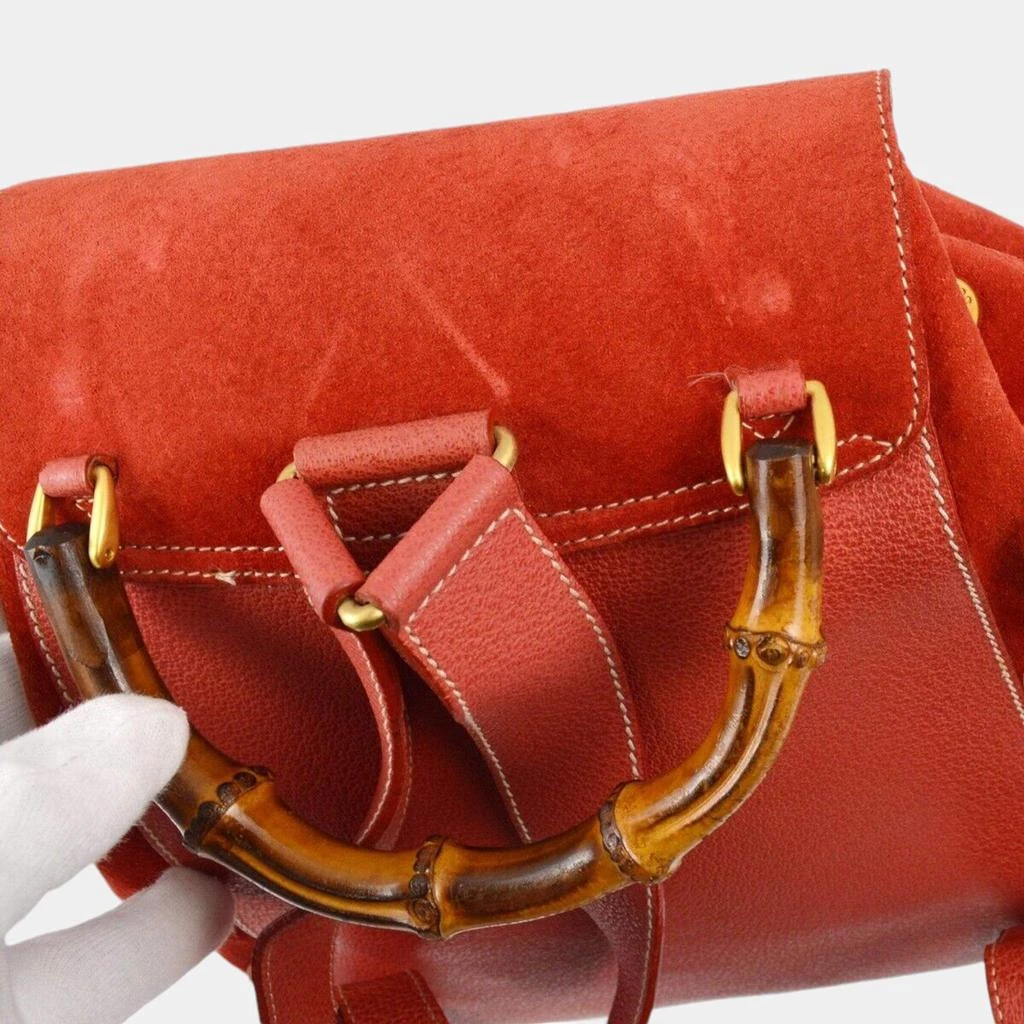 Gucci Gucci Red Suede Bamboo Backpack 4