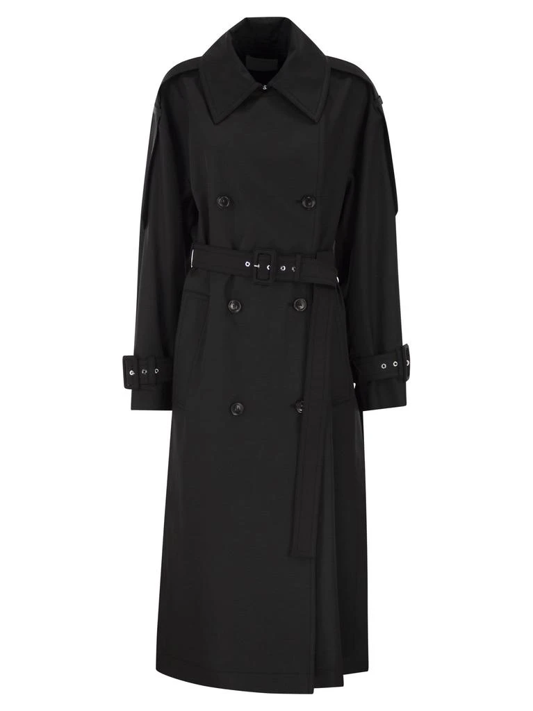 Max Mara Spxgocce - Long Trench Coat In Water-Repellent Twill