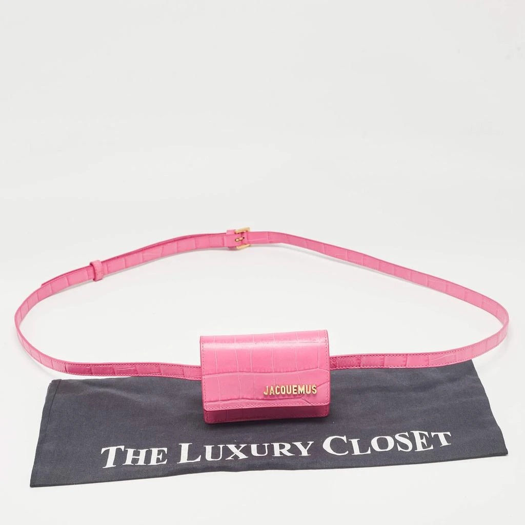 Jacquemus Jacquemus Pink Croc Embossed Leather La Ceinture Bello Double Tour Belt Bag 10