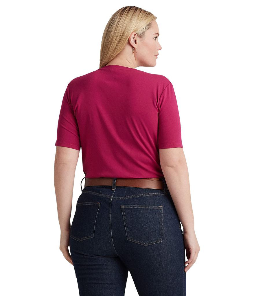 LAUREN Ralph Lauren Plus Size Lace-Up Stretch Cotton Tee