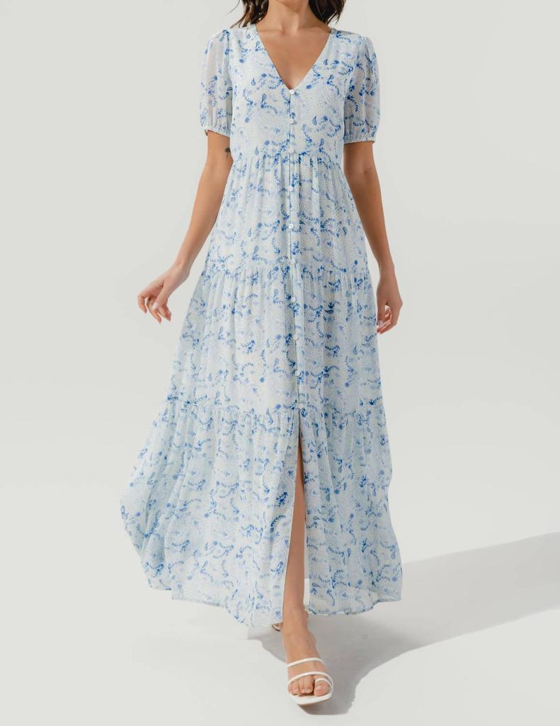 Sugarlips Corinna Paisley Maxi Dress In Blue White