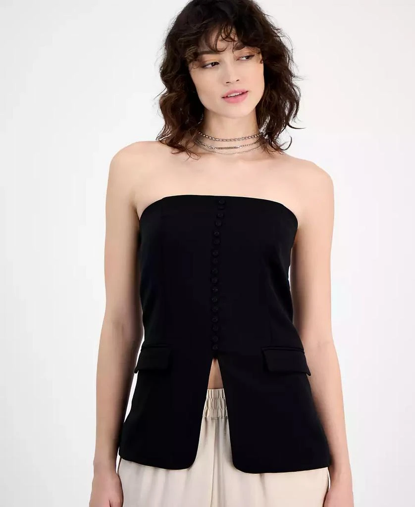 Bar III Women's Strapless Button-Front Corset Vest Top, Exclusively at Macy's 2