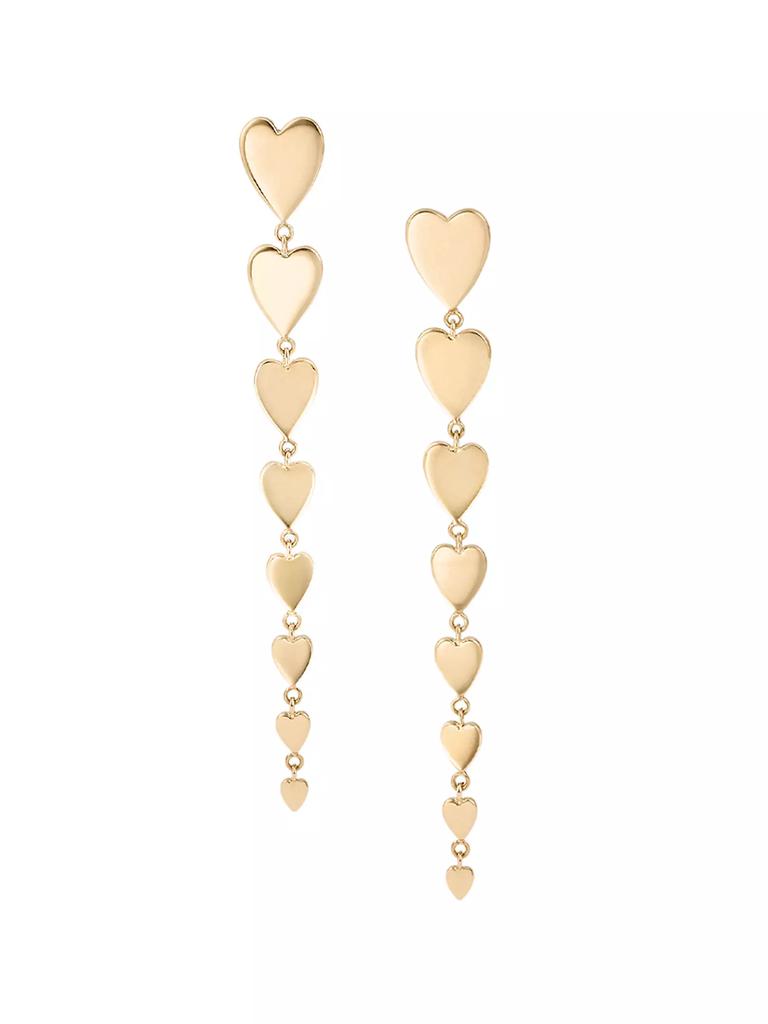 LANA 14K Yellow Gold Linear Heart Earrings