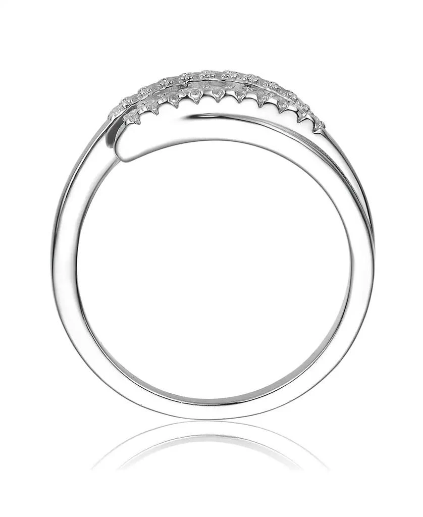 Genevive Sterling Silver White Gold Plated with Cubic Zirconia Bypass Ring 2