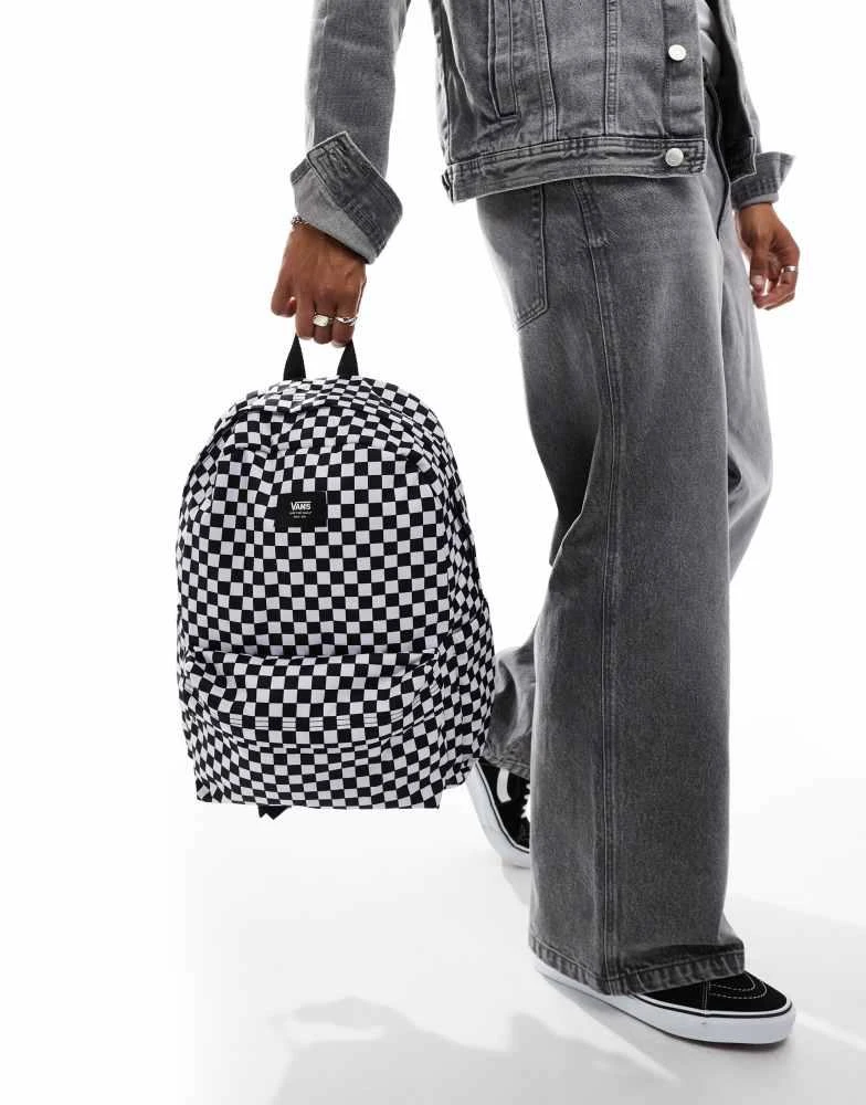 Vans Vans old skool check backpack in black and white 3