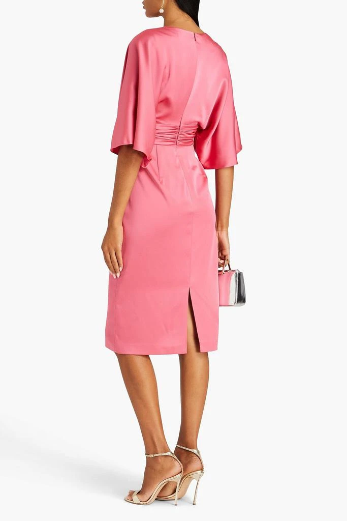 Theia Pleated satin dress 3