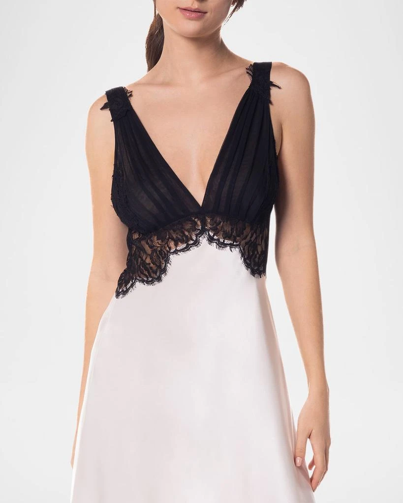 Christine Lingerie Diva Lace-Trim Silk Charmeuse Nightgown 4