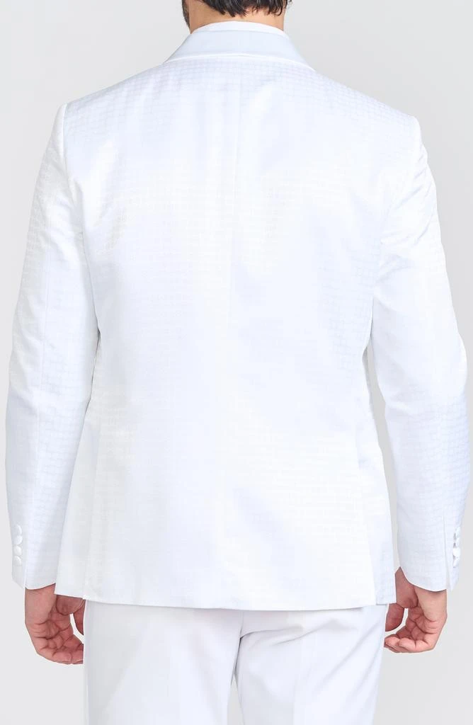 SAVILE ROW CO Varick White Jacquard One Button Shawl Collar Dinner Jacket 2