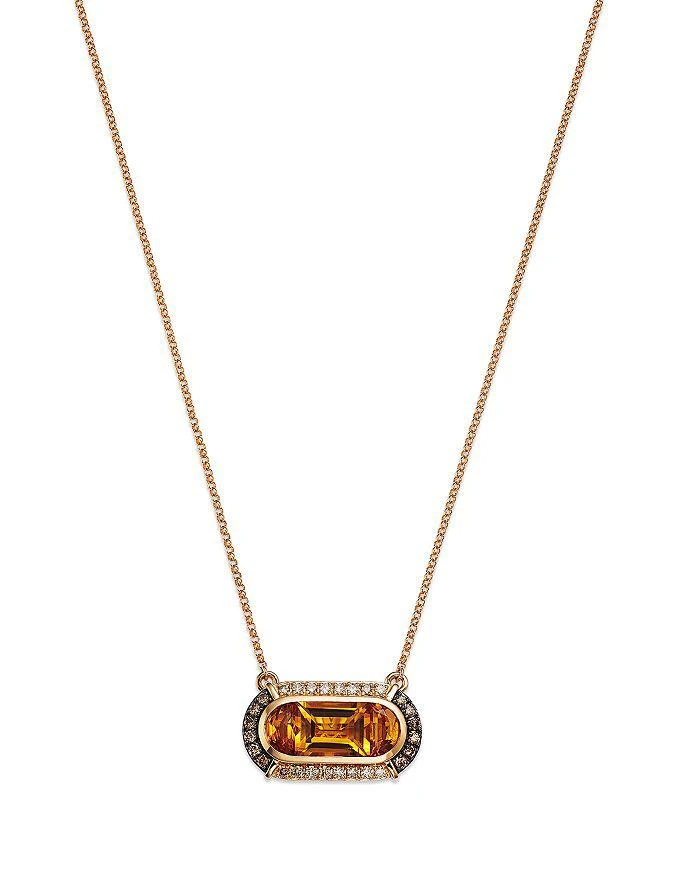Bloomingdale
s Fine Collection Citrine 
Champagne and Brown Diamond Halo Pendant Necklace in 14K Yellow Gold, 19"
