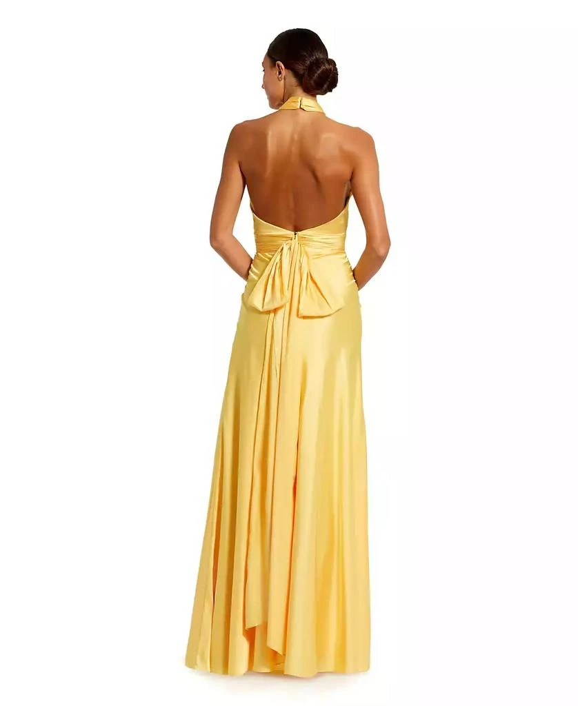 Mac Duggal omen
s Ruched Halter Neck Tie Back Satin Gown 2