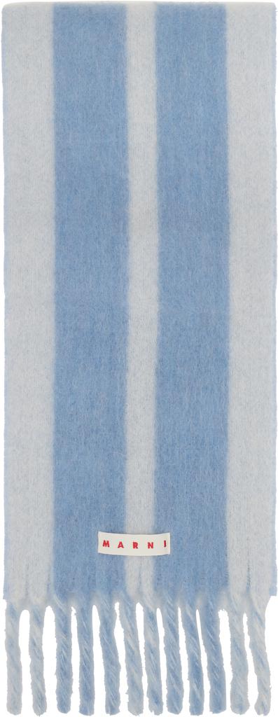 Marni Blue Striped Alpaca Scarf