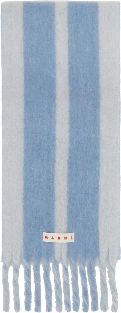 Marni Blue Striped Alpaca Scarf 1