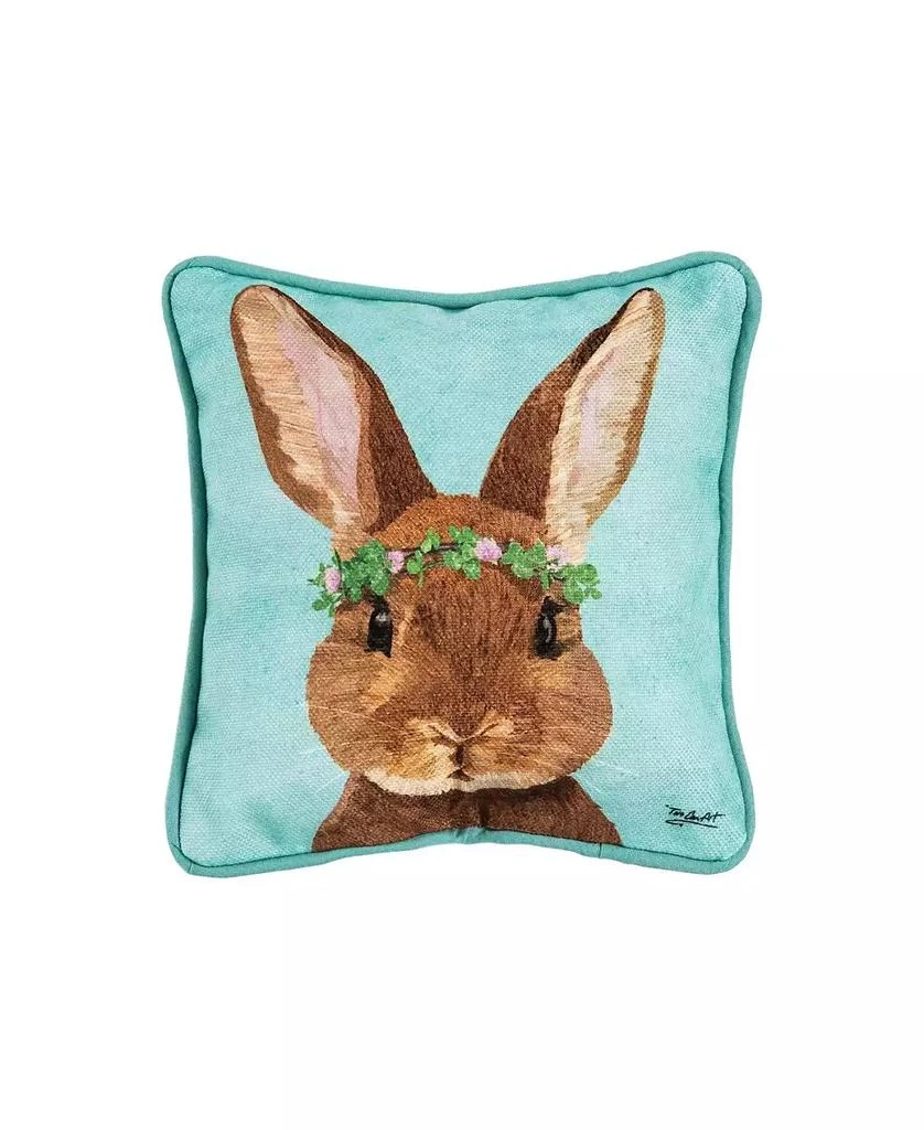C&F Home Clover Easter Spring Themed Bunny Spring Mini Printed Accent Pillow, 8" x 8"