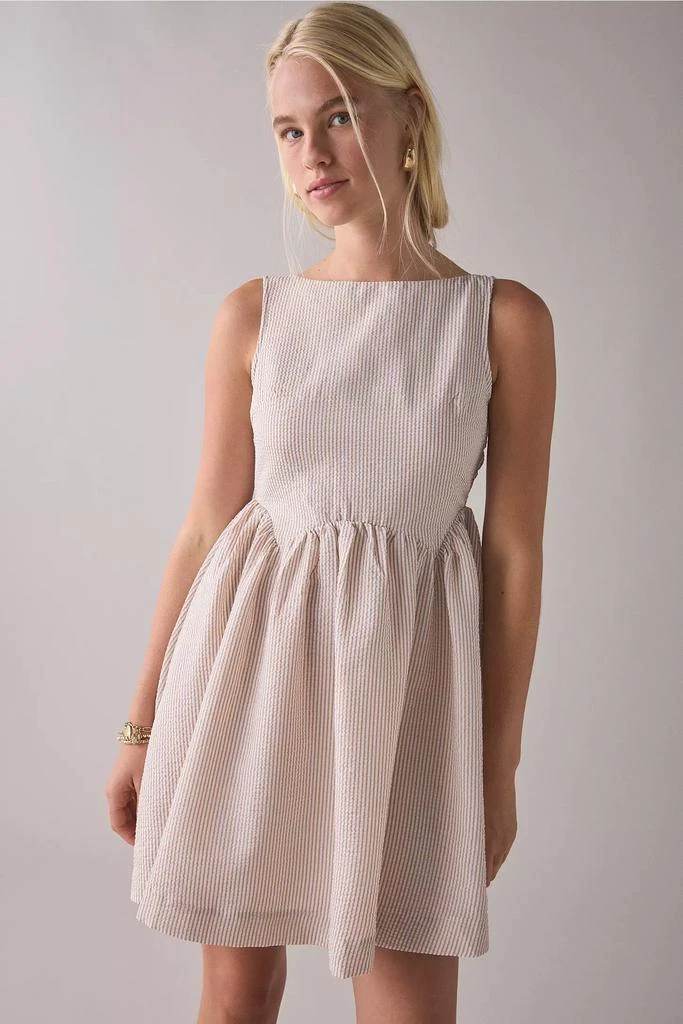 Daisy Street Daisy Street Seersucker Keyhole Tie-Back Smock Mini Dress 3