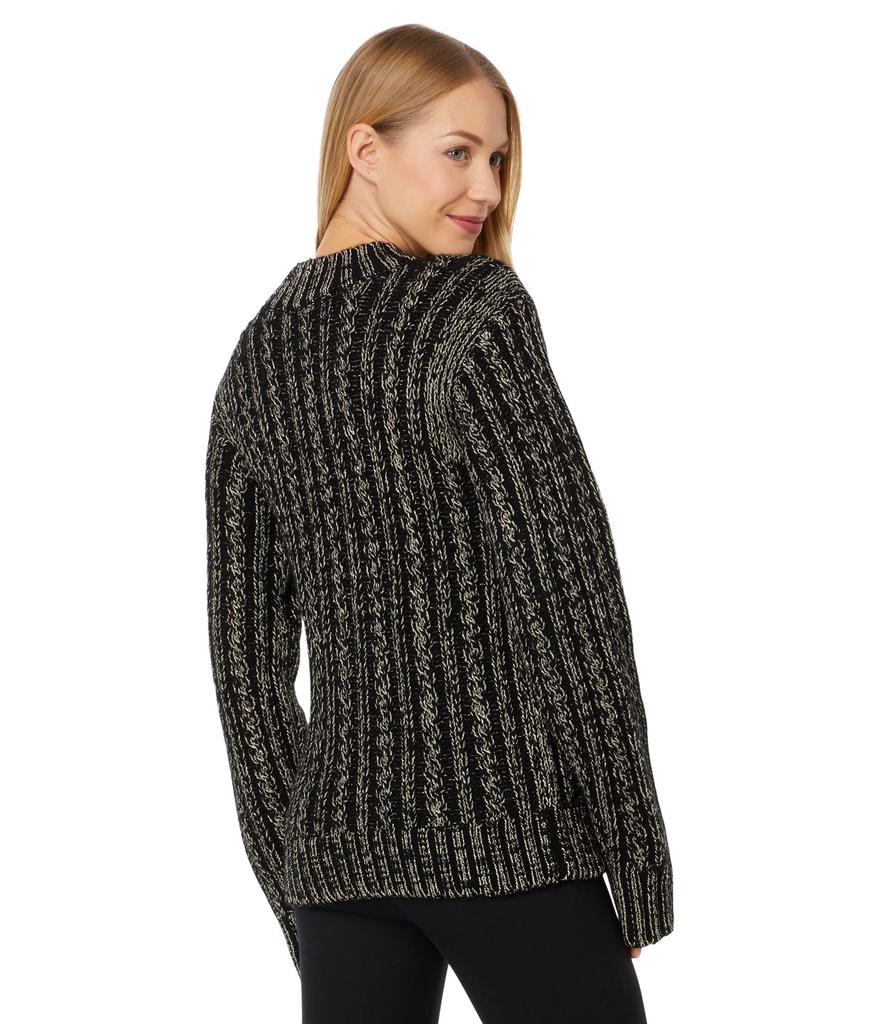 Blanc Noir Lurex Cable Knit Sweater